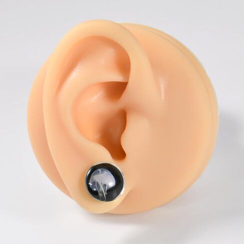 2 PAIRS Glass Transparent/Black jellyfish Ear Tunnels Plugs Double Flared Glass Ear Gauges Strechers Expander Piercing Jewelry 8-25mm in Kuwait