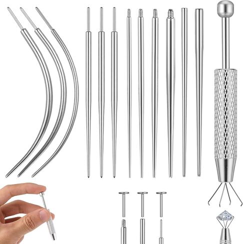 13Pcs Piercing Taper & Ball Grabber Kit – 14G-20G 316L Surgical Steel – Flat Back Jewelry Insertion & Removal Tool for Threadless/Internal/External Thread – For Ear Nose Belly Lip in Saudi Arabia