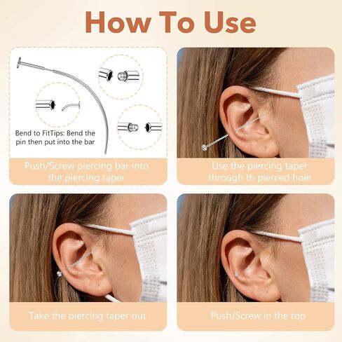 13Pcs Piercing Taper & Ball Grabber Kit – 14G-20G 316L Surgical Steel – Flat Back Jewelry Insertion & Removal Tool for Threadless/Internal/External Thread – For Ear Nose Belly Lip in Saudi Arabia