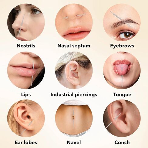 13Pcs Piercing Taper & Ball Grabber Kit – 14G-20G 316L Surgical Steel – Flat Back Jewelry Insertion & Removal Tool for Threadless/Internal/External Thread – For Ear Nose Belly Lip in Saudi Arabia