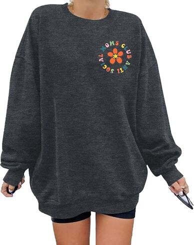 UNIQUEONE Overstimulated Moms Club البلوز للنساء Crewneck ماما البلوز أمي قمصان كنزة صوفية كبيرة الحجم in Kuwait