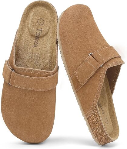 100% Genuine Suede Clogs for Women Footbed Cork Sandals Slip on Patato Shoes Memory Foam Arch Support Mules in Saudi Arabia