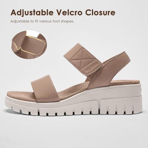 Vilanva Women's Platform Wedge Sandals with Arch Support Comfortable Walking Dressy Sandals with Adjustable Velcro for 2026 Summer Daily Travel Outfit in Saudi Arabia