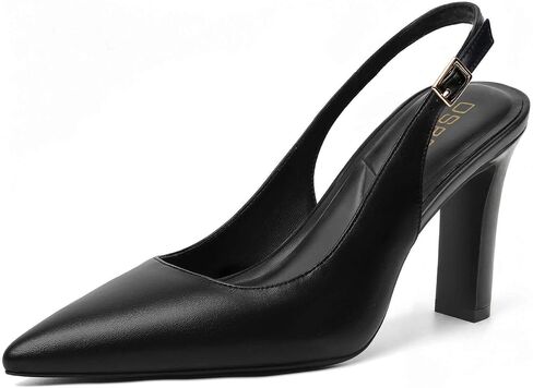 Womens Slingback Heels Chunky Block Heels 3.5Inch Pointed Toe Closed Toe Pumps Comfortable Padded Dressy Closed Toe Heels with Adjustable Strap for Wedding, Office,Bride,and Party in Kuwait
