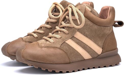 Women's Fashion Sneakers, Brown Leather Walking Shoes in Saudi Arabia