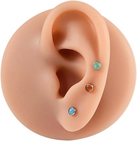 Turquoise Nose-Ring Hoop-Stud-Set Earrings for Women - G23 Titanium Septum Rings Flat Back Nose Labret Lip Piercing Jewelry Helix Cartilage Tragus Conch Rook Daith Hoops Studs Earring for Womens Men in Saudi Arabia