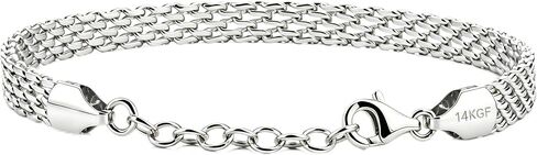 925 Sterling Silver Bracelets for Women & Men 5mm Dainty Mesh Link Chain for Womens Fashion Waterproof Non-tarnish Hand Chain Jewelry Unisex Gift Lifetime Quality in Saudi Arabia