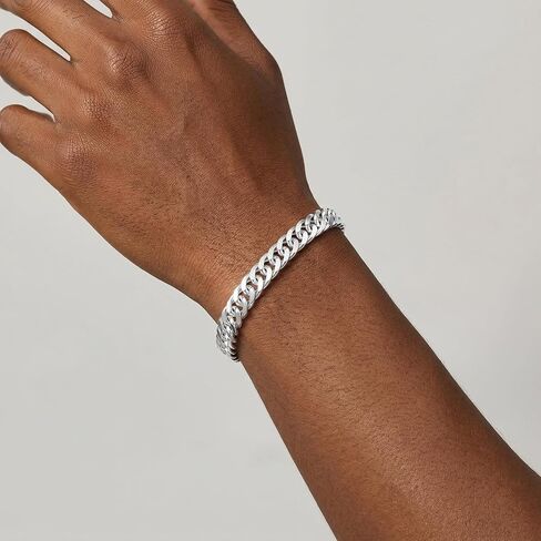 S925 Sterling Silver Bracelet for Men - 10MM S925 Sterling Silver Over Rope Chain Bracelet Diamond Cut Silver Bracelets Gifts for Men 7.5/8/8.5/9Inch in Saudi Arabia
