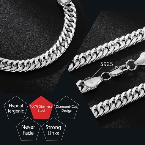 S925 Sterling Silver Bracelet for Men - 10MM S925 Sterling Silver Over Rope Chain Bracelet Diamond Cut Silver Bracelets Gifts for Men 7.5/8/8.5/9Inch in Saudi Arabia