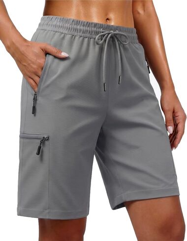 7 Inches Inseam Women Hiking Casual Shorts Athletic Running Workout High Waisted with Pocket Mid Rise Comfortable in Saudi Arabia