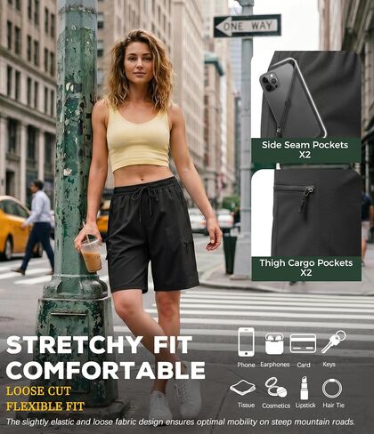 7 Inches Inseam Women Hiking Casual Shorts Athletic Running Workout High Waisted with Pocket Mid Rise Comfortable in Saudi Arabia