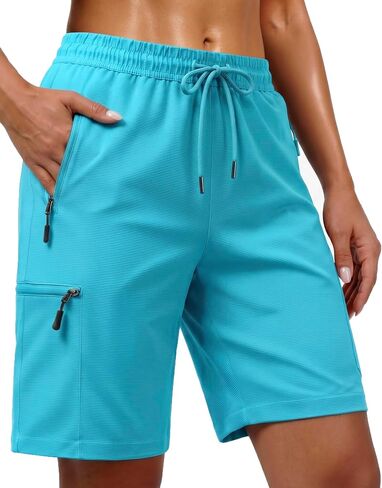 7 Inches Inseam Women Hiking Casual Shorts Athletic Running Workout High Waisted with Pocket Mid Rise Comfortable in Saudi Arabia