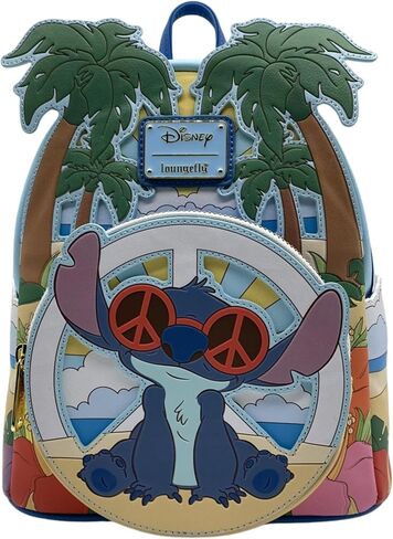 حقيبة ظهر صغيرة من Loungefly Disney Lilo & Stitch Groovy - نظارات شمسية غرزة مشهد الشاطئ، جلد صناعي in Kuwait