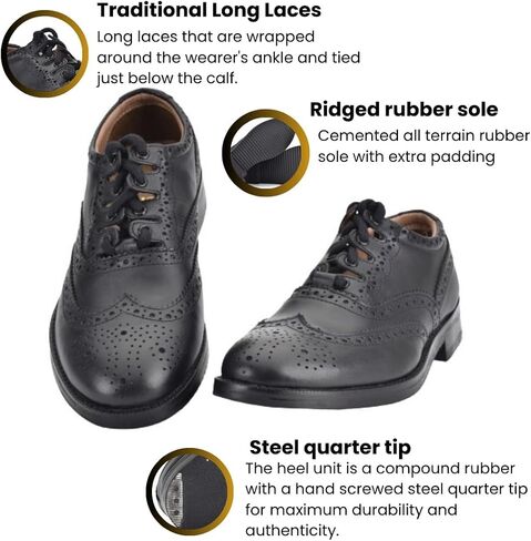 Standard Piper Ghillie Brogues UK 7.5 Black in Saudi Arabia