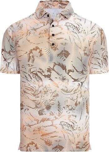 Alex Vando Mens Golf Shirts Moisture Wicking Quick-Dry Short Sleeve Casual Print Collared Polo Shirts for Men in Kuwait
