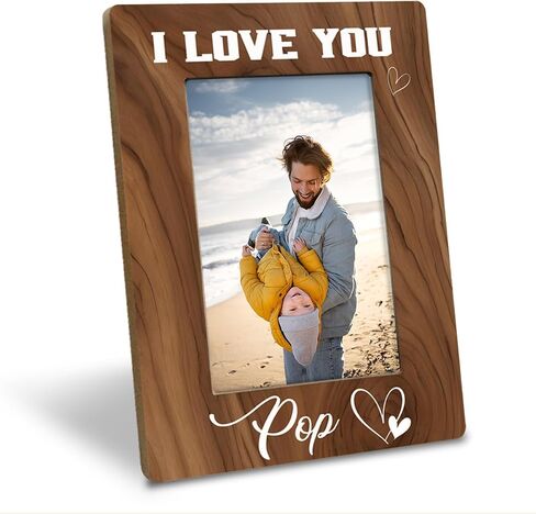 Pop Gift, I Love You Pop Photo Frame, Holds 4 x 6 Inch Photo, Farmhouse Wooden Picture Frame Gift, Father's Day for Grandpa Dad Pop, Family Photo Frame for Home Decor, Wall & Tabletop Decor in Saudi Arabia