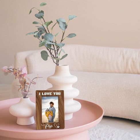 Pop Gift, I Love You Pop Photo Frame, Holds 4 x 6 Inch Photo, Farmhouse Wooden Picture Frame Gift, Father's Day for Grandpa Dad Pop, Family Photo Frame for Home Decor, Wall & Tabletop Decor in Saudi Arabia