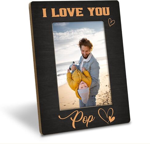 Pop Gift, I Love You Pop Photo Frame, Holds 4 x 6 Inch Photo, Farmhouse Wooden Picture Frame Gift, Father's Day for Grandpa Dad Pop, Family Photo Frame for Home Decor, Wall & Tabletop Decor in Saudi Arabia