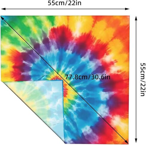 Tie Dye Hippies Printed Bandana 22"X22, Head Scarf, Head Hair Scarf Headbands Handkerchiefs Gifts in Kuwait