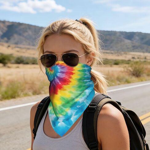 Tie Dye Hippies Printed Bandana 22"X22, Head Scarf, Head Hair Scarf Headbands Handkerchiefs Gifts in Kuwait