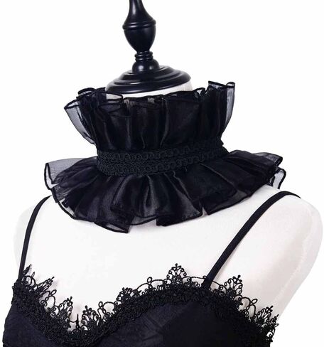 Retro Court Ruffle Collar Scarf Fake Collar Victorian Artistic Lapel COS Character Accessories Props in Saudi Arabia