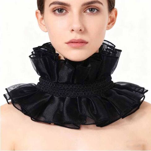 Retro Court Ruffle Collar Scarf Fake Collar Victorian Artistic Lapel COS Character Accessories Props in Saudi Arabia
