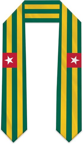 Togo Flag Graduation Stole Sash Scarf Double Layer Polyester Satin Fabric Anti-Wrinkle in Saudi Arabia