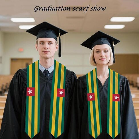 Togo Flag Graduation Stole Sash Scarf Double Layer Polyester Satin Fabric Anti-Wrinkle in Saudi Arabia