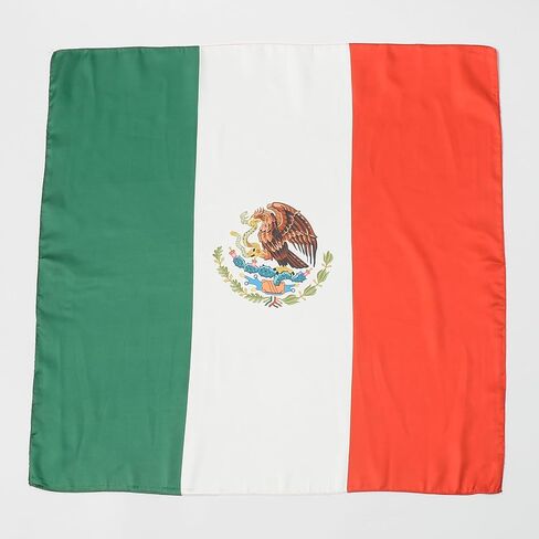 15.0x10.0 Inch Square Flag Bandana Head Scarf for Women, Imitation Chiffon Silk, Fashion Hair Neck Scarf (Mexico) in Kuwait