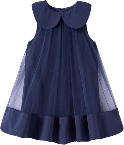 Mud Kingdom Girl Sleeveless Tulle Dress with Peter Pan Collar Elegant Party Dresses 12 Months-8 Years in Kuwait