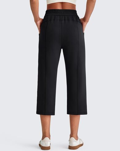 G4Free Smoofit Wide Leg Capri Pants for Women Adjustable Shockcord High Waist Summer Travel Casual Pants with Pockets in Kuwait