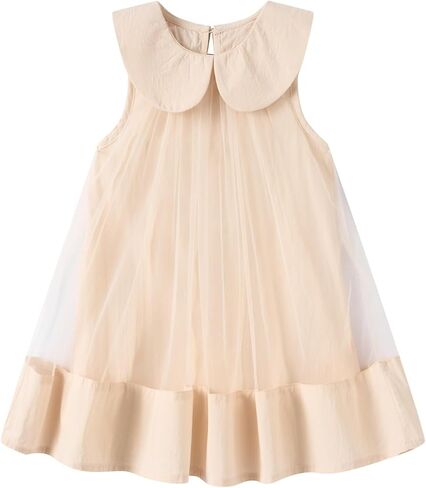 Mud Kingdom Girl Sleeveless Tulle Dress with Peter Pan Collar Elegant Party Dresses 12 Months-8 Years in Kuwait