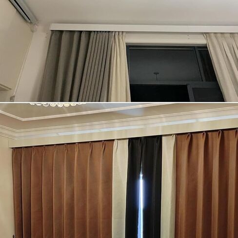 Ceiling Mounted Double Rail Curtain Track Box with Pelmet for Bedroom, Living Room, Office - 1M Wall-Mounted Curtain Solution for Elegant Home Décor in Saudi Arabia