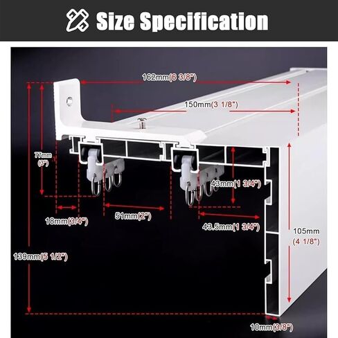 Ceiling Mounted Double Rail Curtain Track Box with Pelmet for Bedroom, Living Room, Office - 1M Wall-Mounted Curtain Solution for Elegant Home Décor in Saudi Arabia