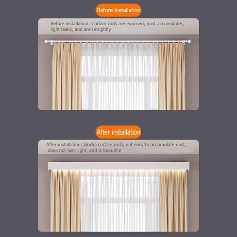 3-in-1 Ceiling-Mounted Curtain Pelmet Box with Double Track System | White Modern Valance Panel | Custom Sizes for Living Room & Bedroom (390cm/153.5in) in Kuwait