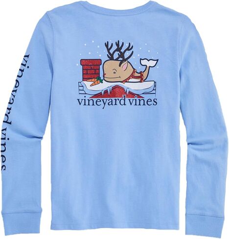 Vineyard Vines Girls' Girls' Roof Reindeer Whale Long-Sleeve Pocket Tee in Kuwait