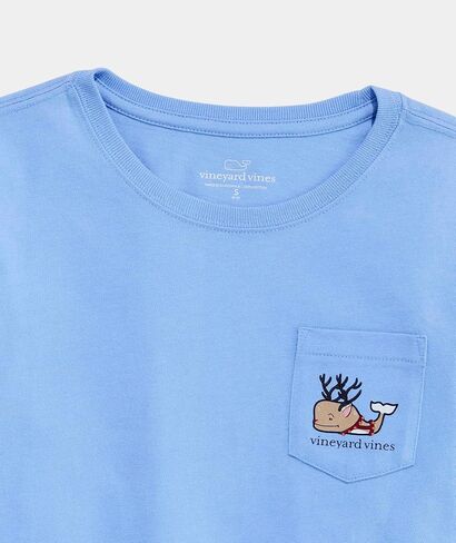 Vineyard Vines Girls' Girls' Roof Reindeer Whale Long-Sleeve Pocket Tee in Kuwait