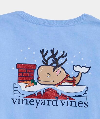 Vineyard Vines Girls' Girls' Roof Reindeer Whale Long-Sleeve Pocket Tee in Kuwait