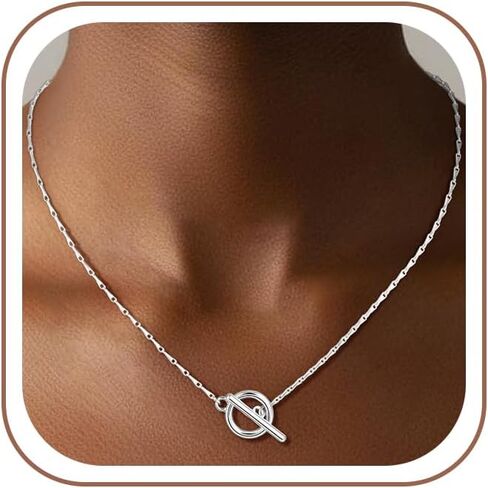 925 Sterling Silver Chain for Women, 1.1mm Silver Toggle Clasp Cable Chain Diamond Cut Silver Chain Necklace Jewelry Gifts for Women Wife Mom in Saudi Arabia