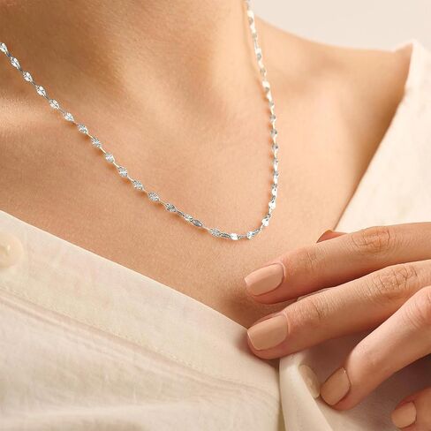 925 Sterling Silver Necklace for Women Dainty Simple Silver Link Chock Chain Necklace 16-24 Inches Jewelry Women in Kuwait