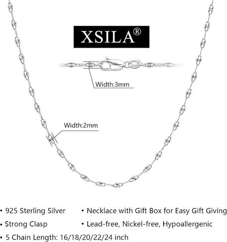 925 Sterling Silver Necklace for Women Dainty Simple Silver Link Chock Chain Necklace 16-24 Inches Jewelry Women in Kuwait
