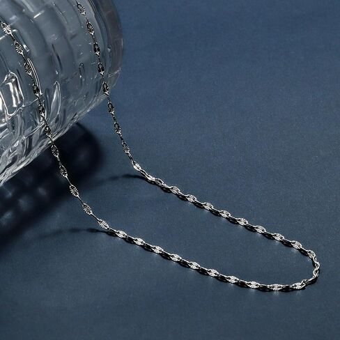 925 Sterling Silver Necklace for Women Dainty Simple Silver Link Chock Chain Necklace 16-24 Inches Jewelry Women in Kuwait
