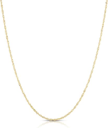Floreo 10k Yellow Gold 1mm or 1.3mm or 1.7mm or 2.2mm Singapore Chain Necklace in Kuwait