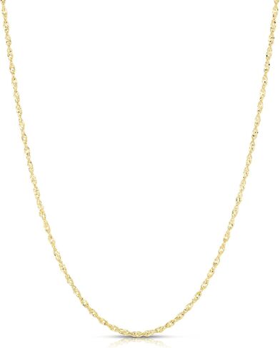 Floreo 10k Yellow Gold 1mm or 1.3mm or 1.7mm or 2.2mm Singapore Chain Necklace in Kuwait