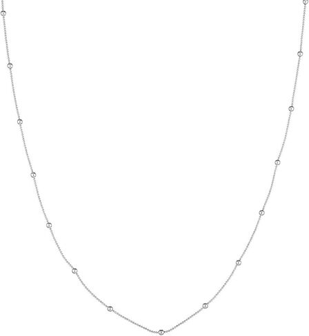 Mini Ball Station Bead Chain Necklace - 14K White Gold - 17 inches in Saudi Arabia