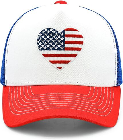 Waldeal American Flag Trucker Hat, Adjustable Snapback Mesh Patriotic USA Baseball Cap for Men Women in Kuwait