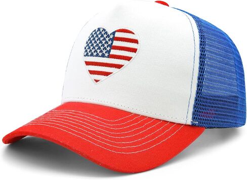 Waldeal American Flag Trucker Hat, Adjustable Snapback Mesh Patriotic USA Baseball Cap for Men Women in Kuwait