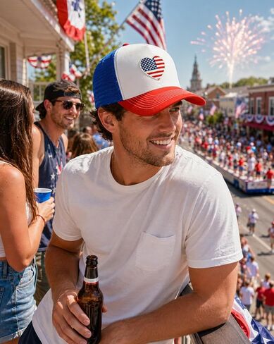 Waldeal American Flag Trucker Hat, Adjustable Snapback Mesh Patriotic USA Baseball Cap for Men Women in Kuwait