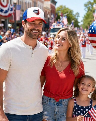 Waldeal American Flag Trucker Hat, Adjustable Snapback Mesh Patriotic USA Baseball Cap for Men Women in Kuwait