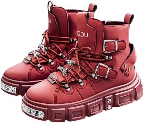 Men's Large-Sized Retro high-top Thick-Soled Sports Shoes. Anti-Slip and Durable. Suitable for Outdoor and Daily use. in Kuwait
